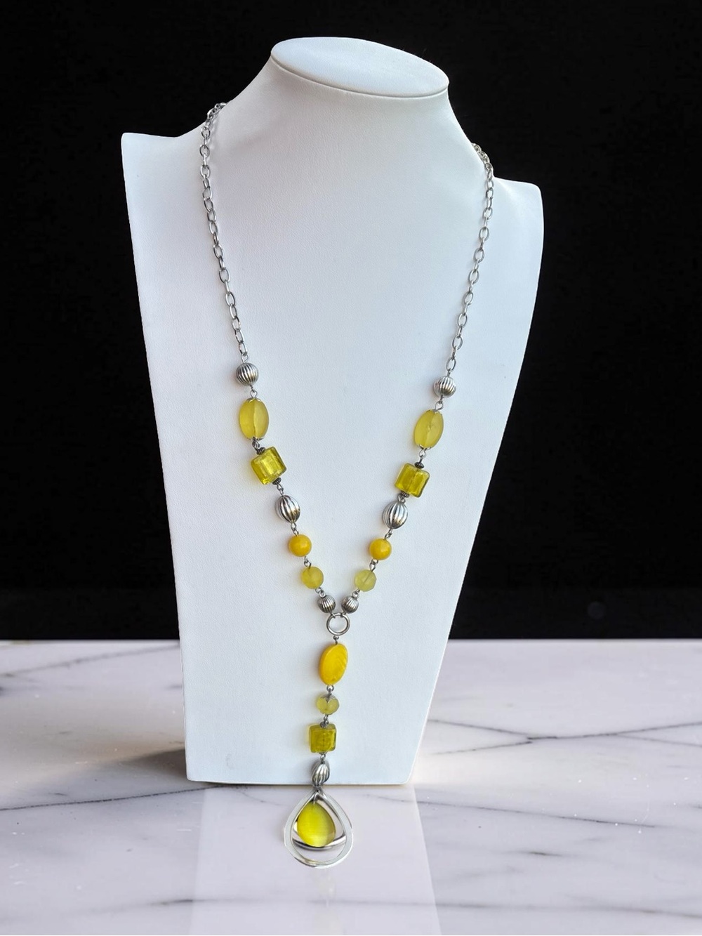 Erica Lyons Yellow Bead Teardrop Pendant Necklace